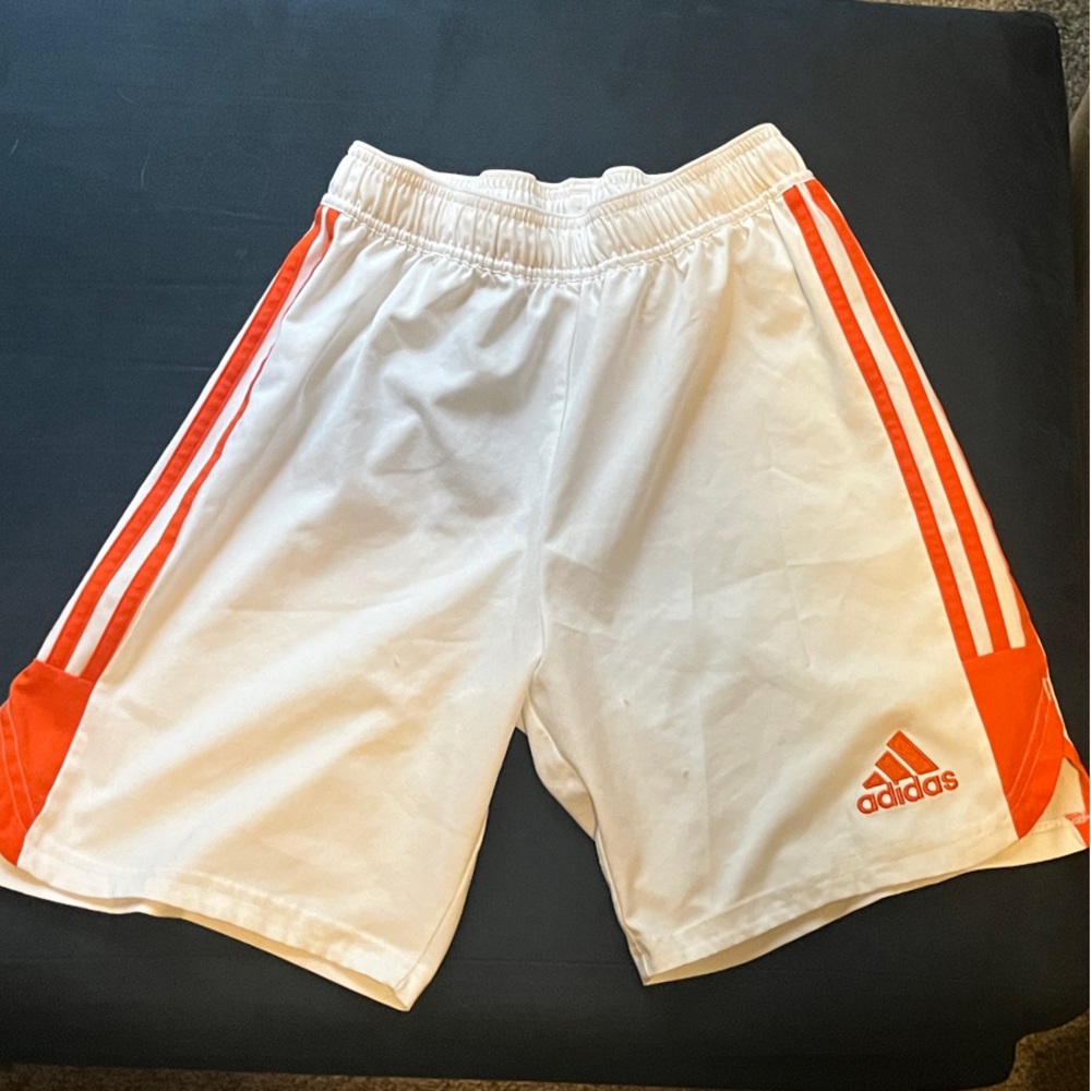 adidas White and Orange Boys' Athletic Shorts